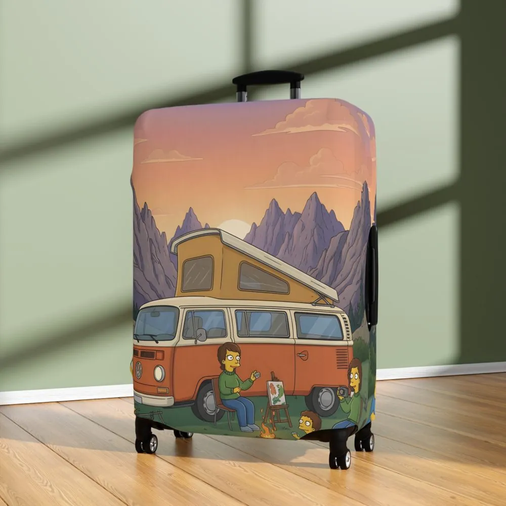 Luggage Cover — Adventure Camper Sketch Travel Suitcase(Design Sitcom-Line)