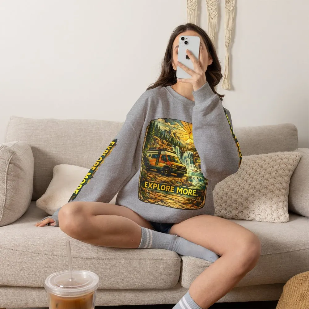 Unisex Heavy Blend™ Crewneck Sweatshirt — "Explore More" Design Cubic-Line