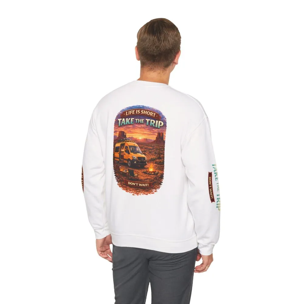 10701392412130047476_2048.jpeg Unisex Heavy Blend™ Crewneck Sweatshirt — "Live Is Short Take The Trip" Design Scenic-Line
