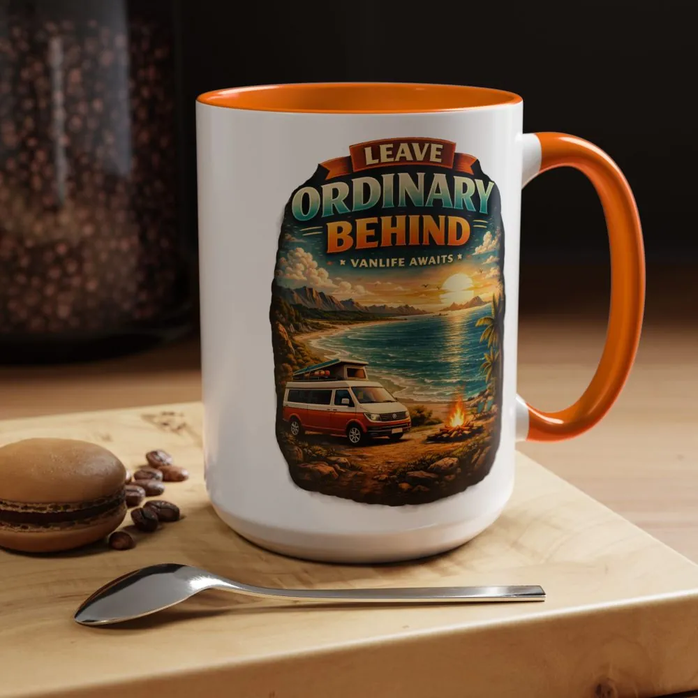 Accent Coffee Mug (11, 15oz) — "Leave Ordinary Behind" Design Scenic-Line