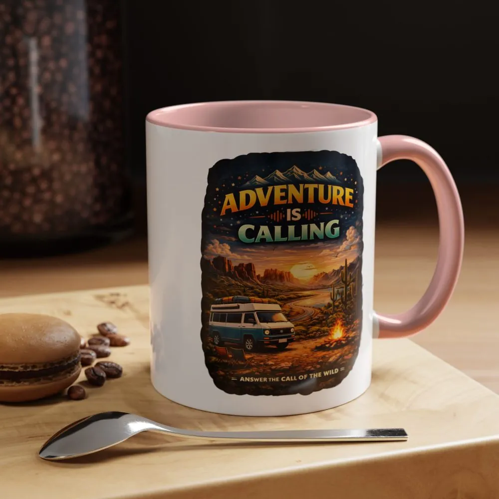 Accent Coffee Mug (11, 15oz) — "Adventure Is Calling" Design Scenic-Line