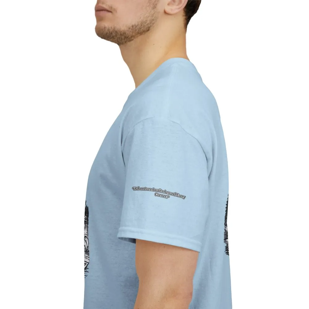 10721783121728476618_2048.jpeg Unisex Heavy Cotton Tee — "Adventure Awaits Around Every Corner" Design Minimal-Line