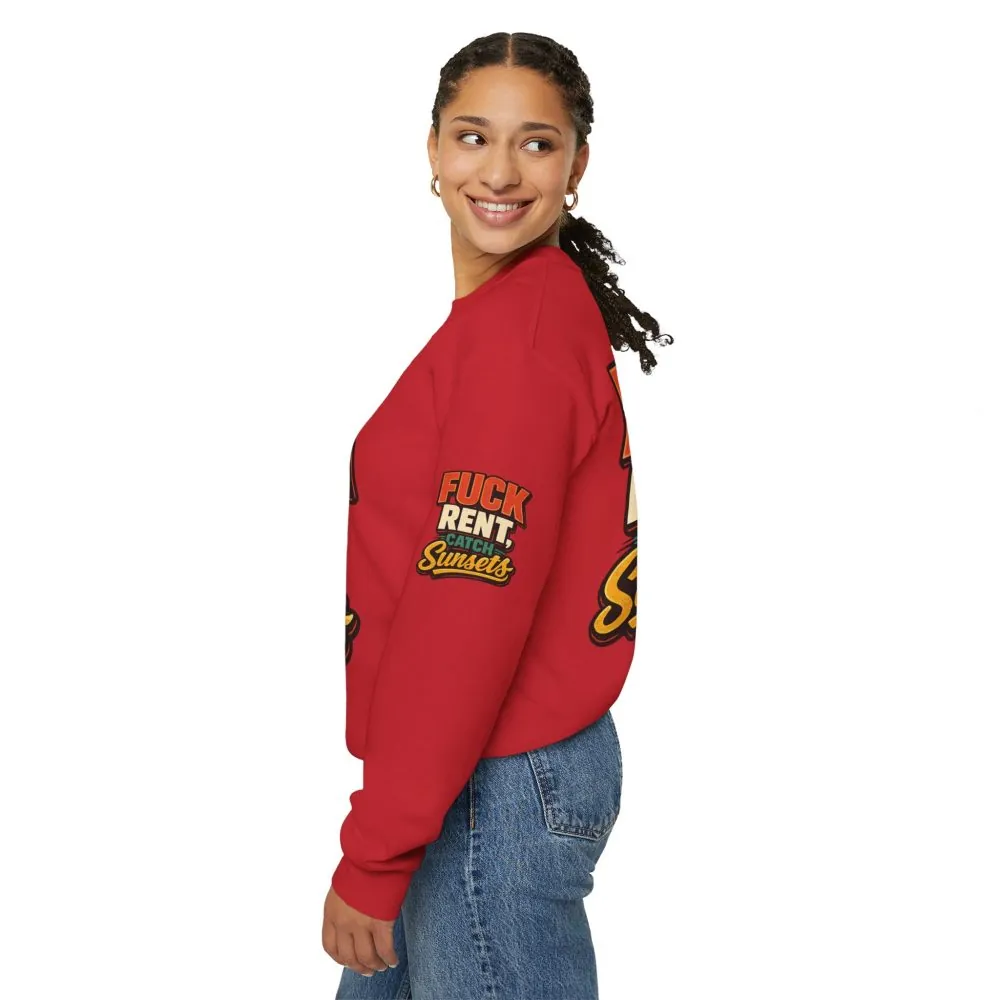 10741735236690304258_2048.jpeg Unisex Heavy Blend™ Crewneck Sweatshirt — "Fuck Rent Catch Sunsets" Design F**K-Line
