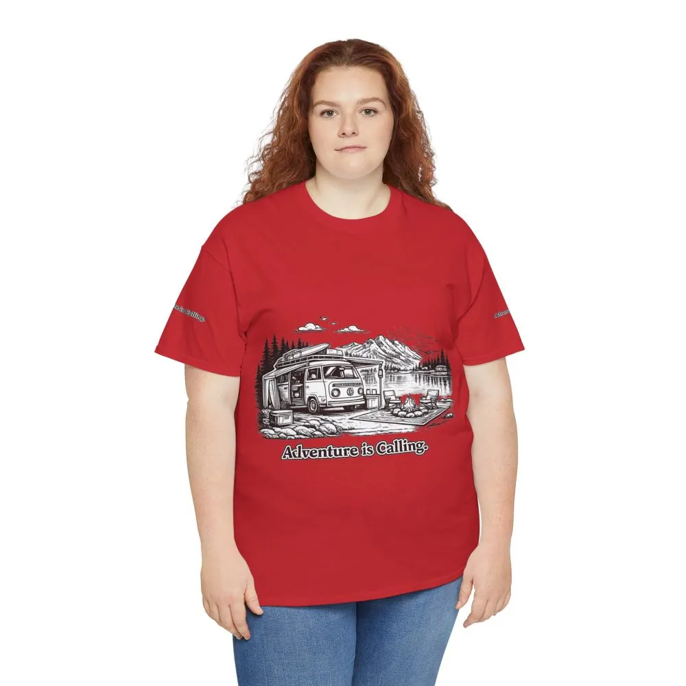 10741786113085210052_2048.jpeg Unisex Heavy Cotton Tee — "Adventure Is Calling" Design Minimal-Line