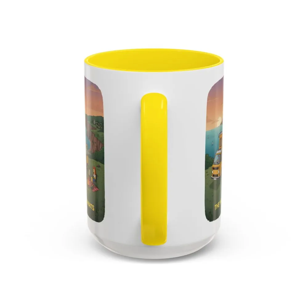 Accent Coffee Mug (11, 15oz) — "The World Awaits" Design Sitcom-Line
