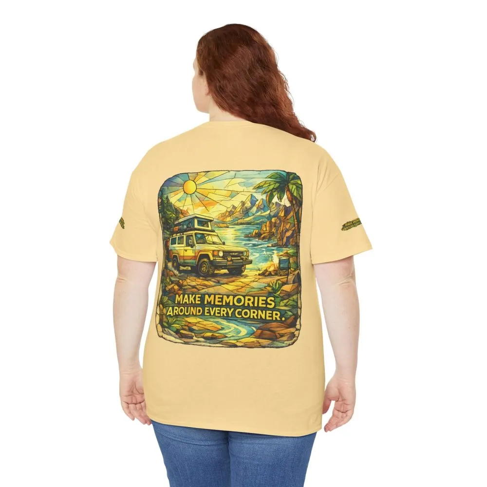 1075218393134877672_2048.jpeg Unisex Heavy Cotton Tee — "Make Memories Around Every Corner" Design Cubic-Line