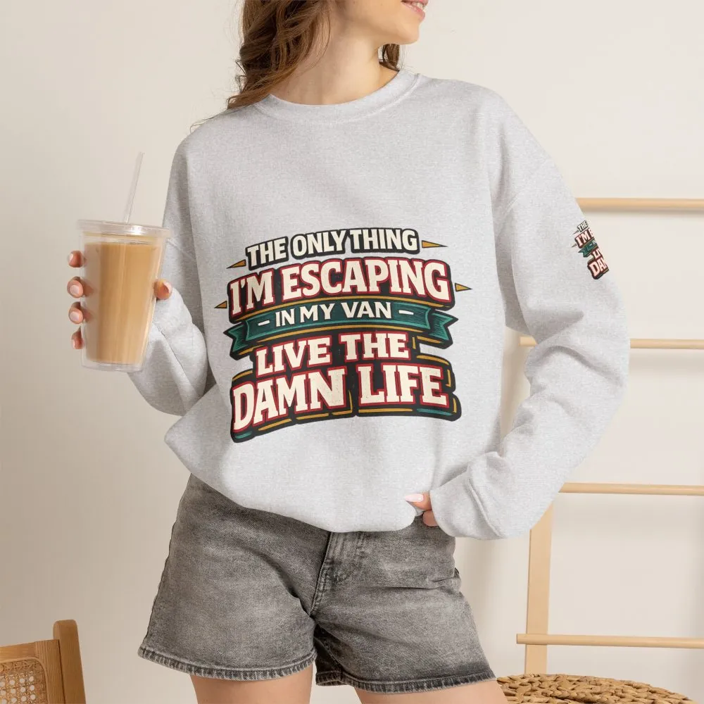 Unisex Heavy Blend™ Crewneck Sweatshirt — "The Only Thing I´m Escaping" Design F**K-Line