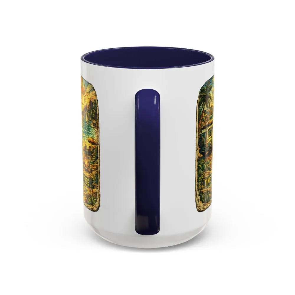 Accent Coffee Mug (11, 15oz) — "Time To Roam Free" Design Cubic-Line