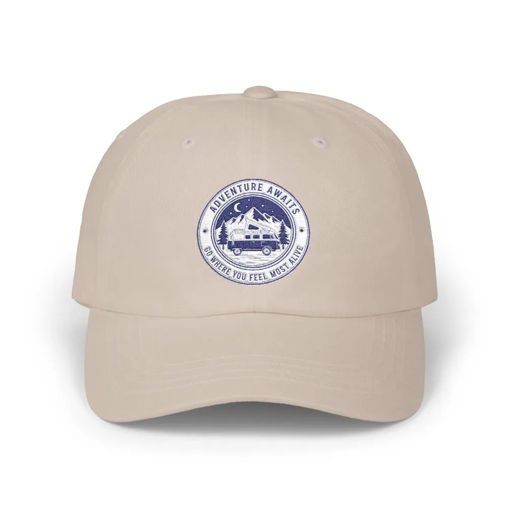 10784872530008848849_2048.jpeg Dad Cap - "Adventure Awaits-Go Where You Feel Most Alive" Vintage National Park Stamp Hat