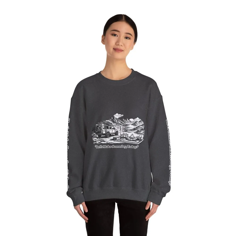 10786418771693508183_2048.jpeg Unisex Heavy Blend™ Crewneck Sweatshirt — "Lets make Someday, Today?" Design Minimal-Line