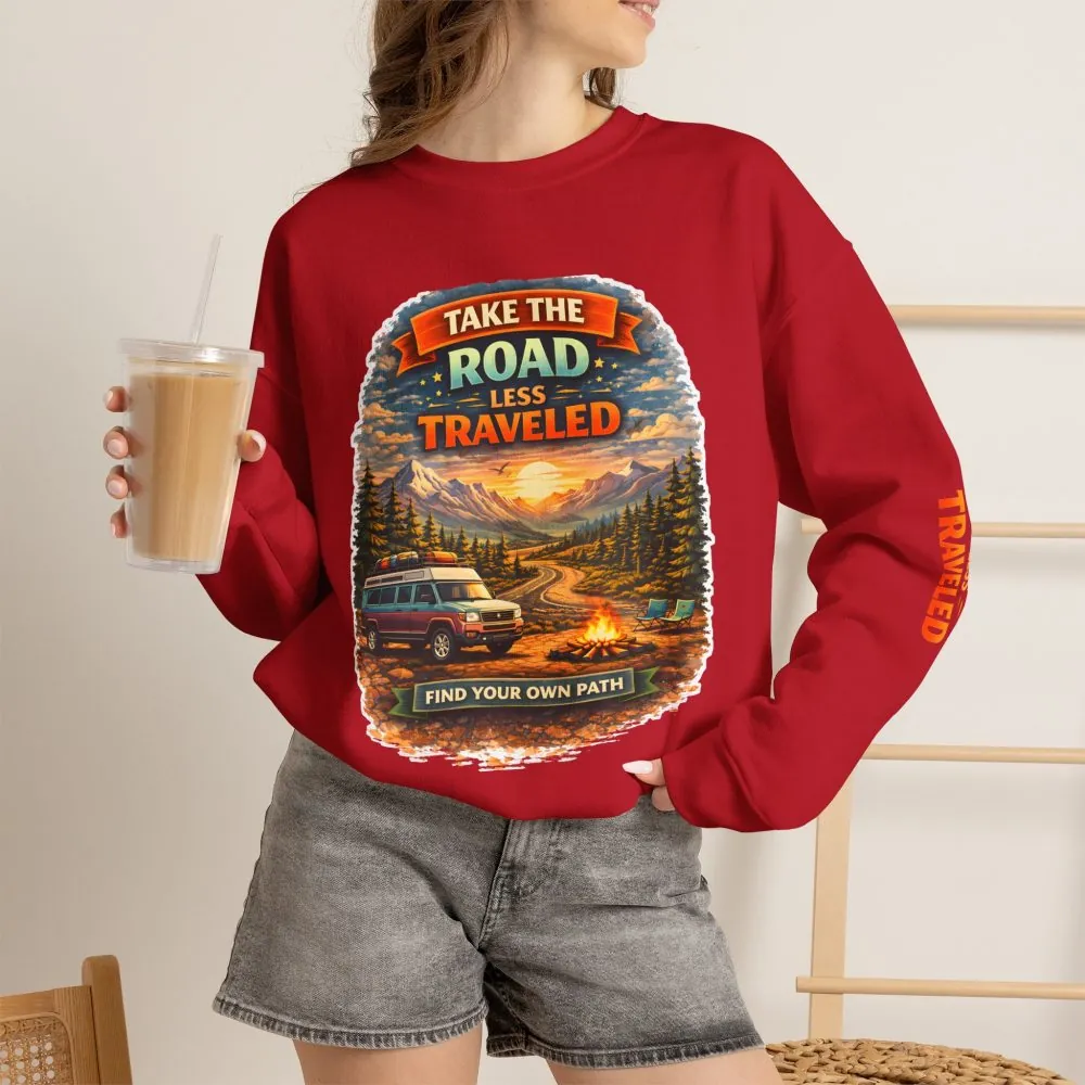 10787267603381919634_2048.jpeg Unisex Heavy Blend™ Crewneck Sweatshirt — "Take The Road Less Traveled" Design Scenic-Line