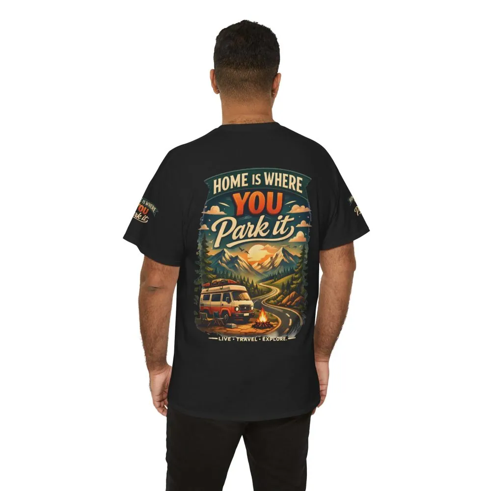 10790922891515354528_2048.jpeg Unisex Heavy Cotton Tee — "Hom Is Where You Park It" Design Scenic-Line