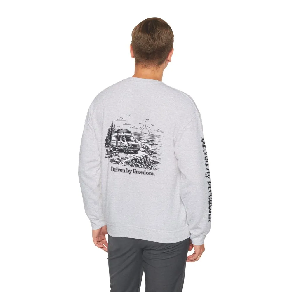 10796268245799952868_2048.jpeg Unisex Heavy Blend™ Crewneck Sweatshirt — "Driven By Freedom" Design Minimal-Line