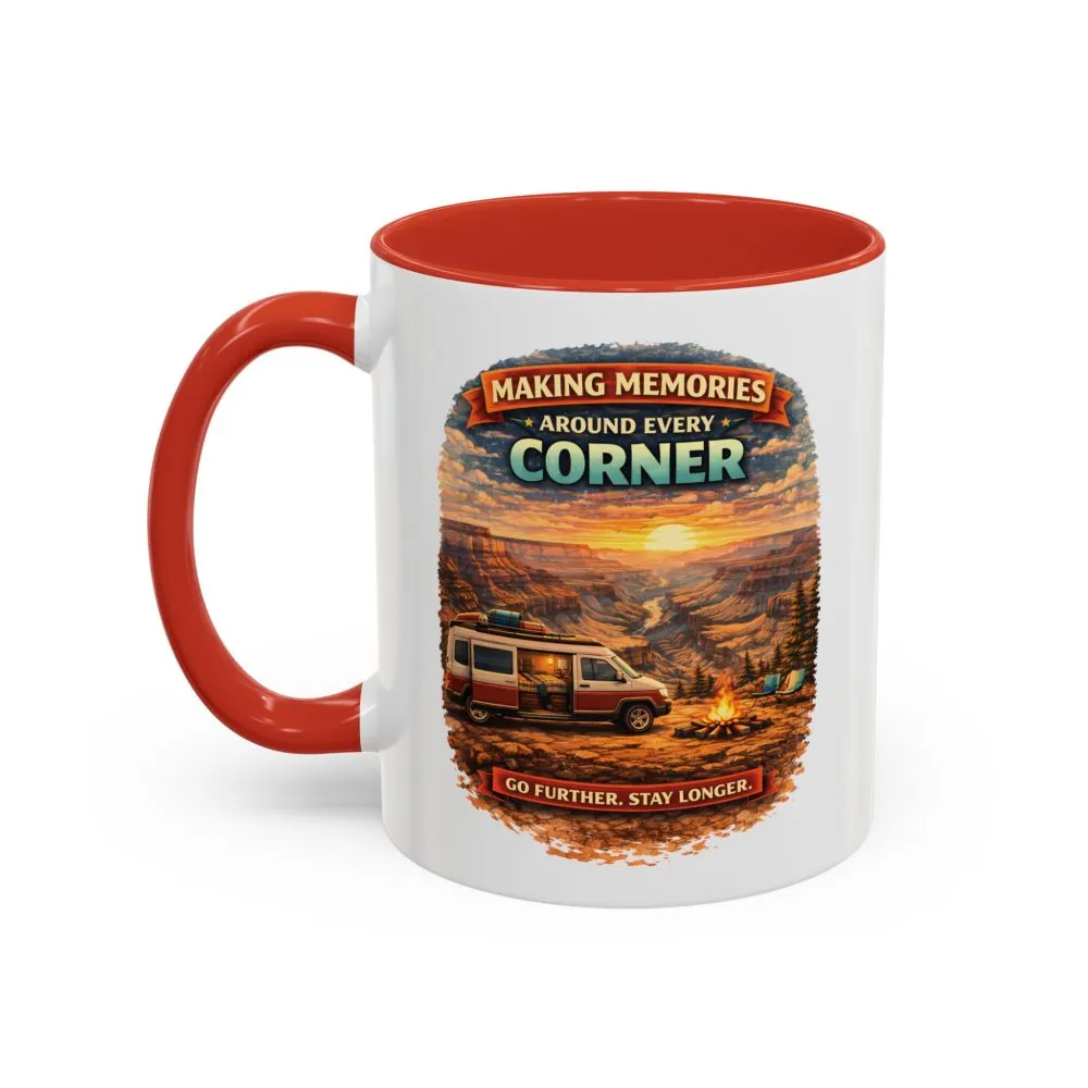 Accent Coffee Mug (11, 15oz) — "Making Memories Around Every Corner" Design Scenic-Line