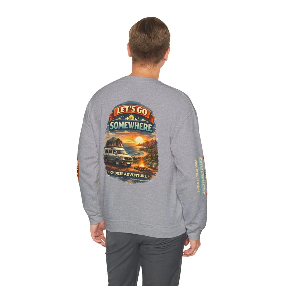 10807787178366077778_2048.jpeg Unisex Heavy Blend™ Crewneck Sweatshirt — "Lets Go Somewhere" Design Scenic-Line
