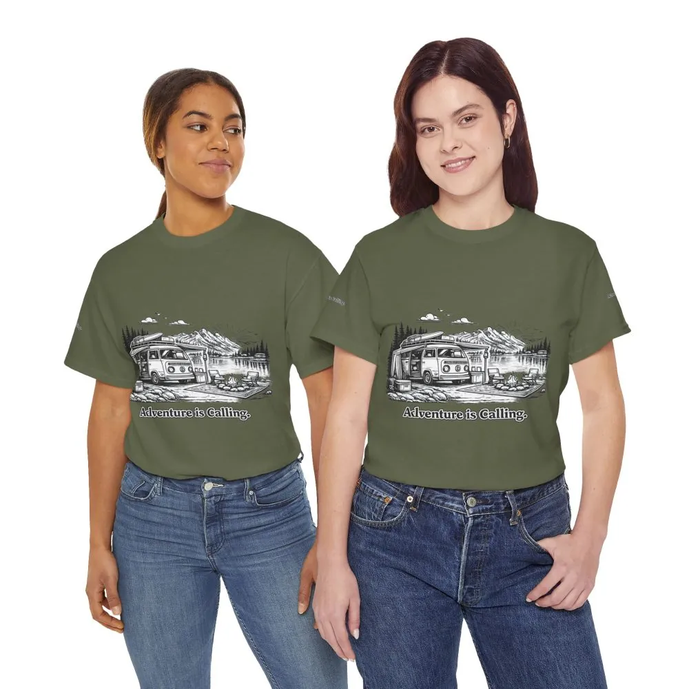 10823720911170784521_2048.jpeg Unisex Heavy Cotton Tee — "Adventure Is Calling" Design Minimal-Line