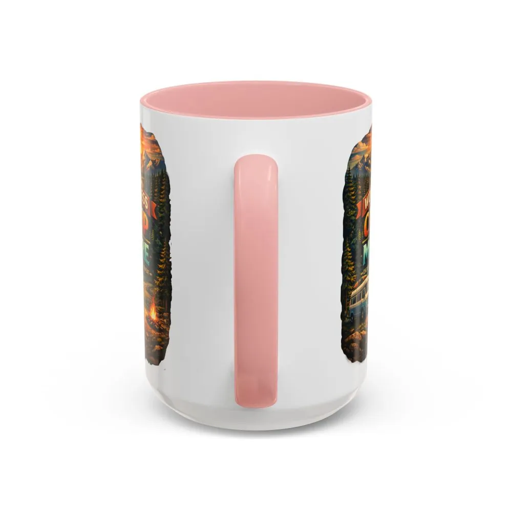 Accent Coffee Mug (11, 15oz) — "Work Less-Camp More" Design Scenic-Line