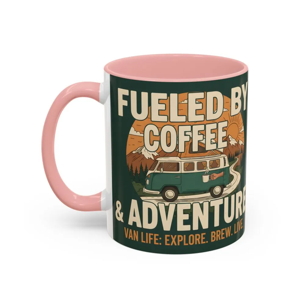 Accent Coffee Mug (11, 15oz) — "Fueled by Coffee & Adventure"