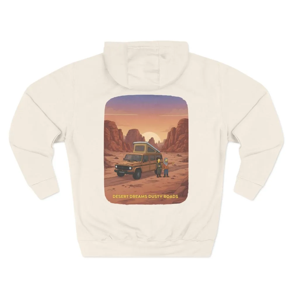 Three-Panel Fleece Hoodie - "Desert Dreams Dusty Roads" Design Sitcom-Line
