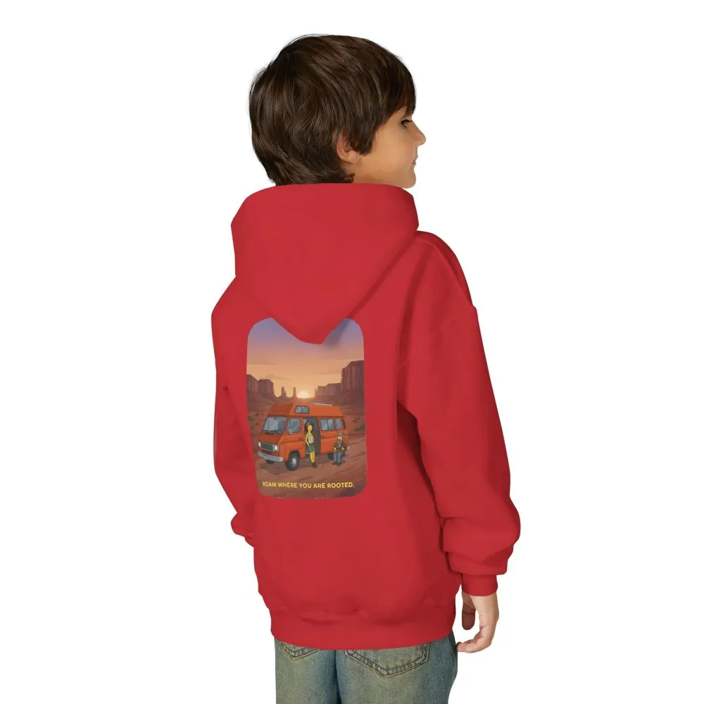 Youth Hoodie(Gildan) – "Roam Where You Are Rooted" (Design Sitcom-Line)