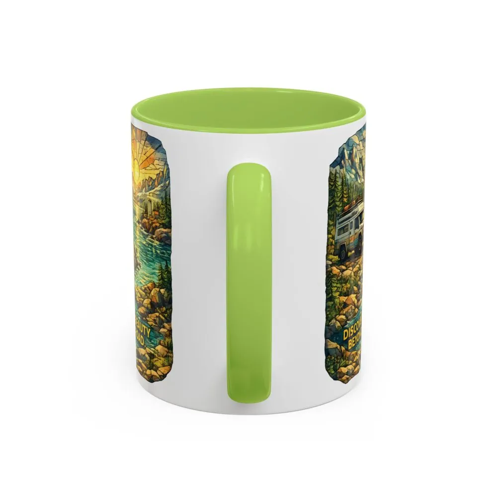 10840477405296886371_2048.jpeg Accent Coffee Mug (11, 15oz) — "Discover The Bieuty Beyond The Road" Design Cubic-Line