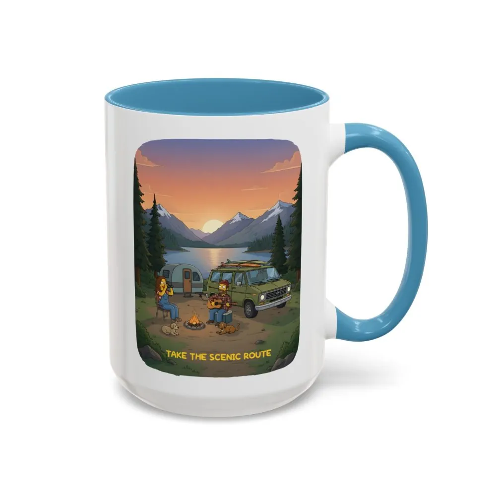 Accent Coffee Mug (11, 15oz) — "Take The Scenic Route" Design Sitcom-Line
