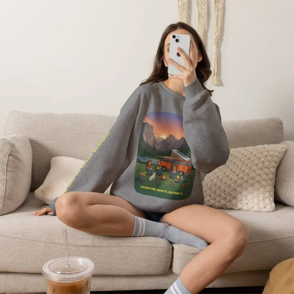1086000301657608233_2048.jpeg Unisex Heavy Blend™ Crewneck Sweatshirt — "Adventure Awaits-Go Find It"" Design Sitcom-Line