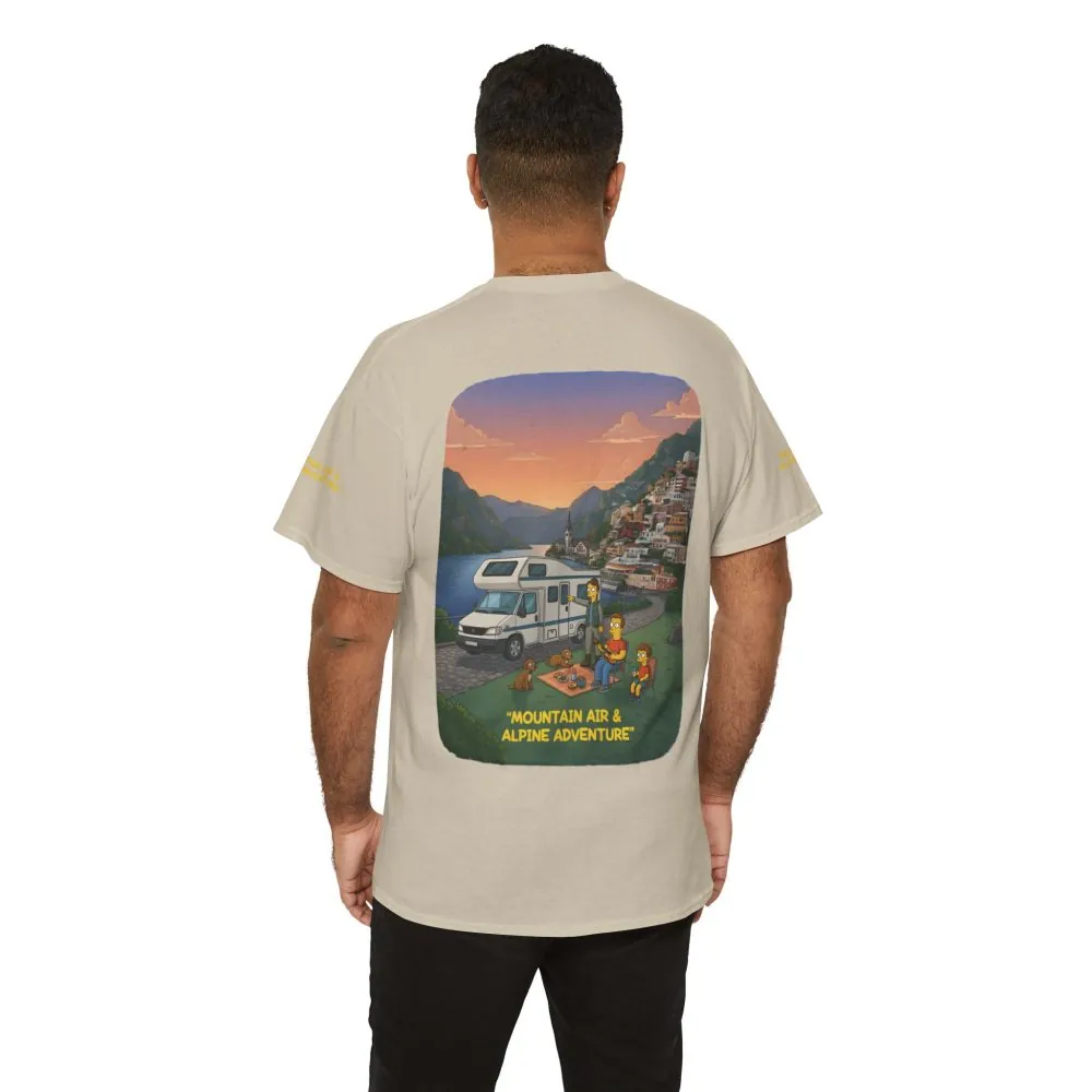 Unisex Heavy Cotton Tee — "Mountain Air-Alpine Adventure" Design Sitcom-Line
