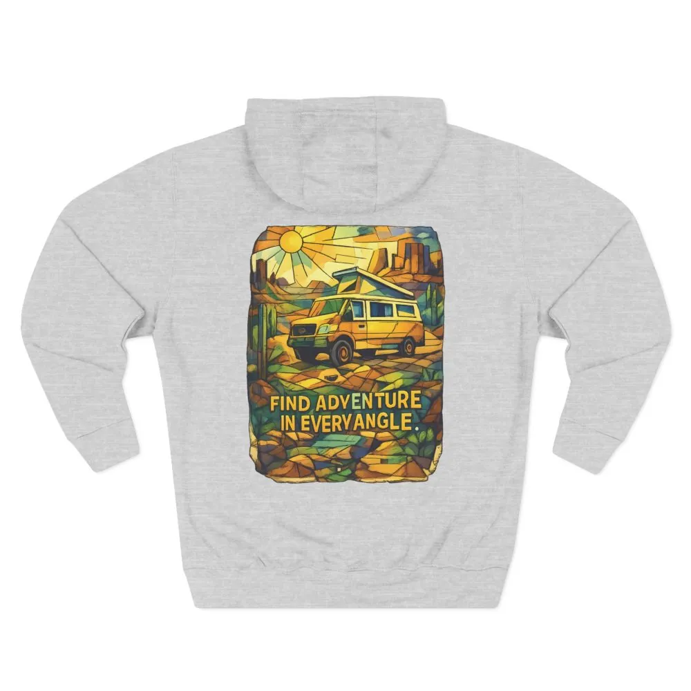 10865669377275572136_2048.jpeg Three-Panel Fleece Hoodie - "Find Adventure In Every Corner" Design Cubic-Line