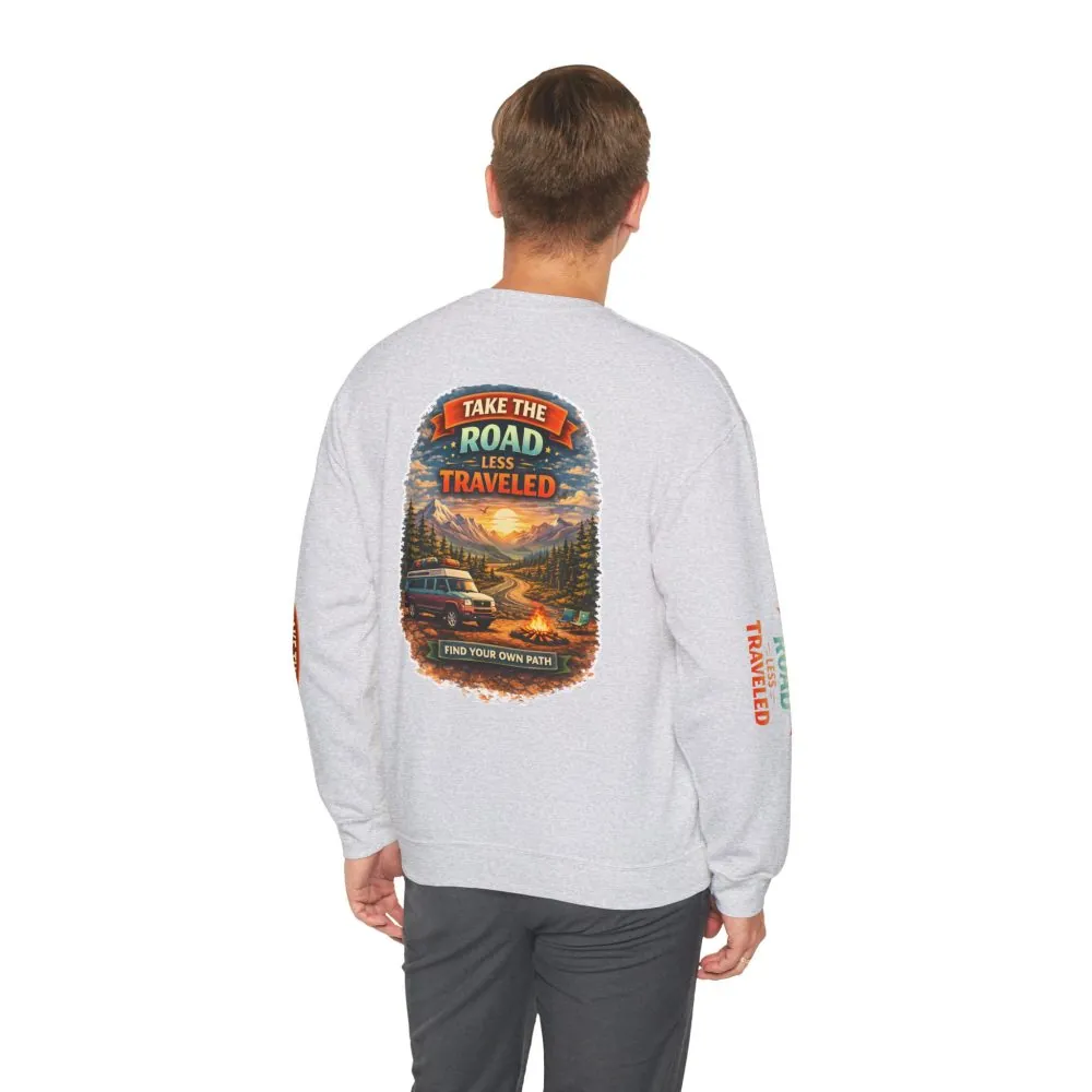 1086724289524941466_2048.jpeg Unisex Heavy Blend™ Crewneck Sweatshirt — "Take The Road Less Traveled" Design Scenic-Line