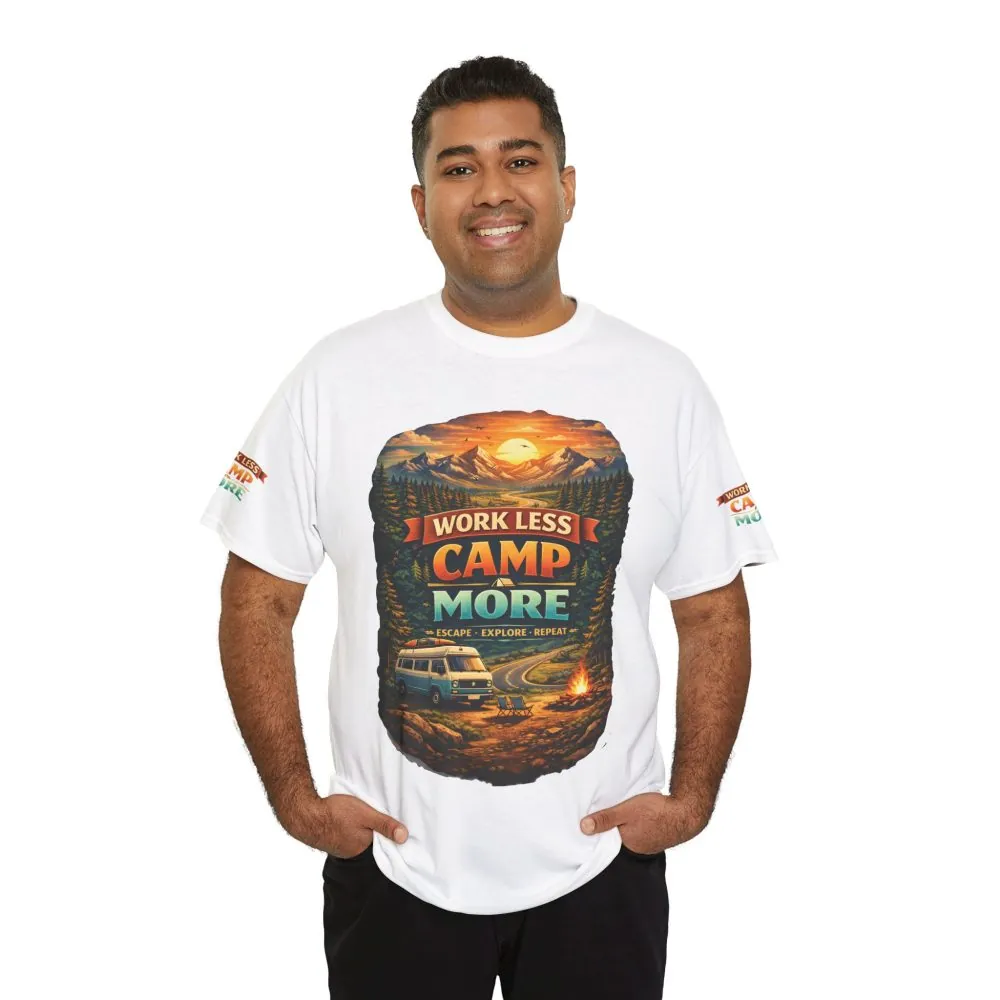 10869628255532769664_2048.jpeg Unisex Heavy Cotton Tee — "Work Less-Camp More" Design Scenic-Line