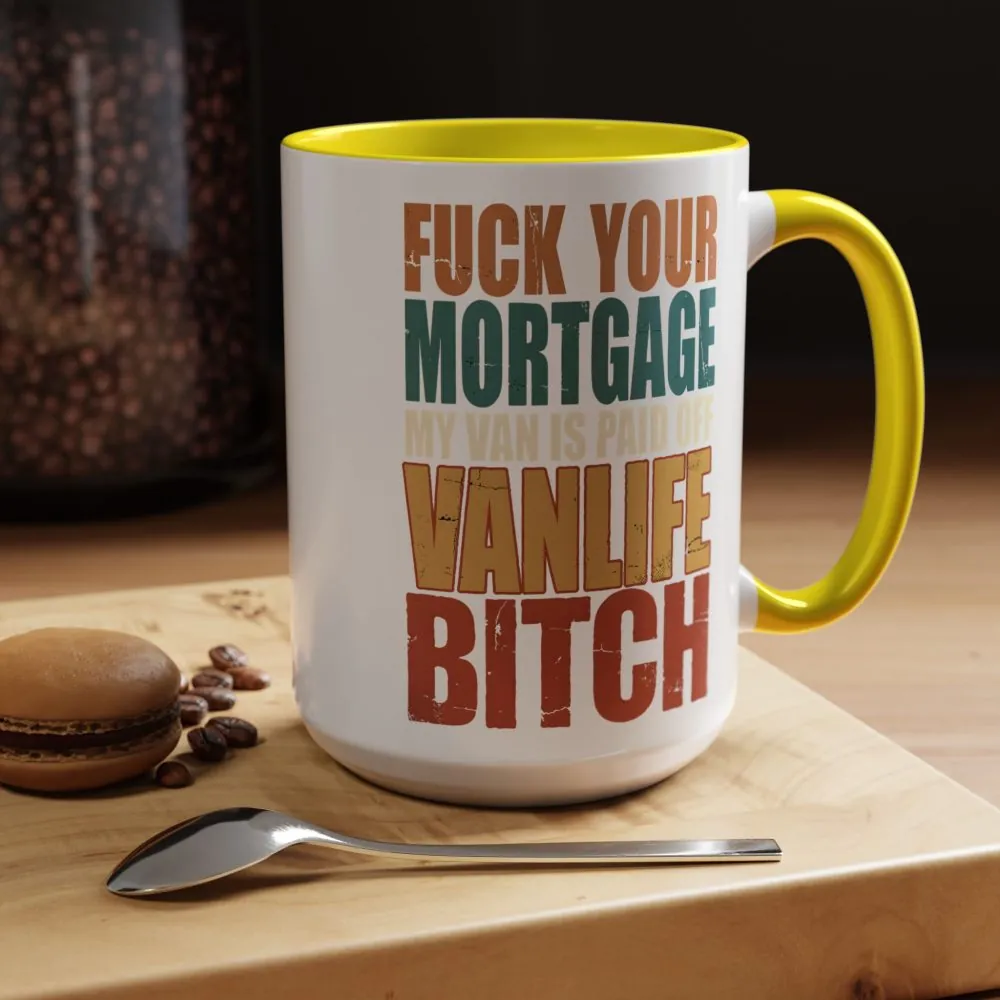 Accent Coffee Mug (11, 15oz) — "Fuck Your Mortgage" Design F**K-Line