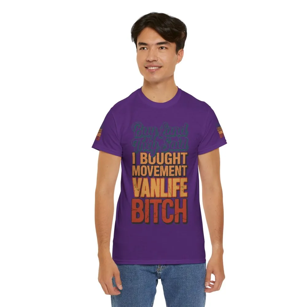 Unisex Heavy Cotton Tee — "Buy Land They Said" Design F**K-Line