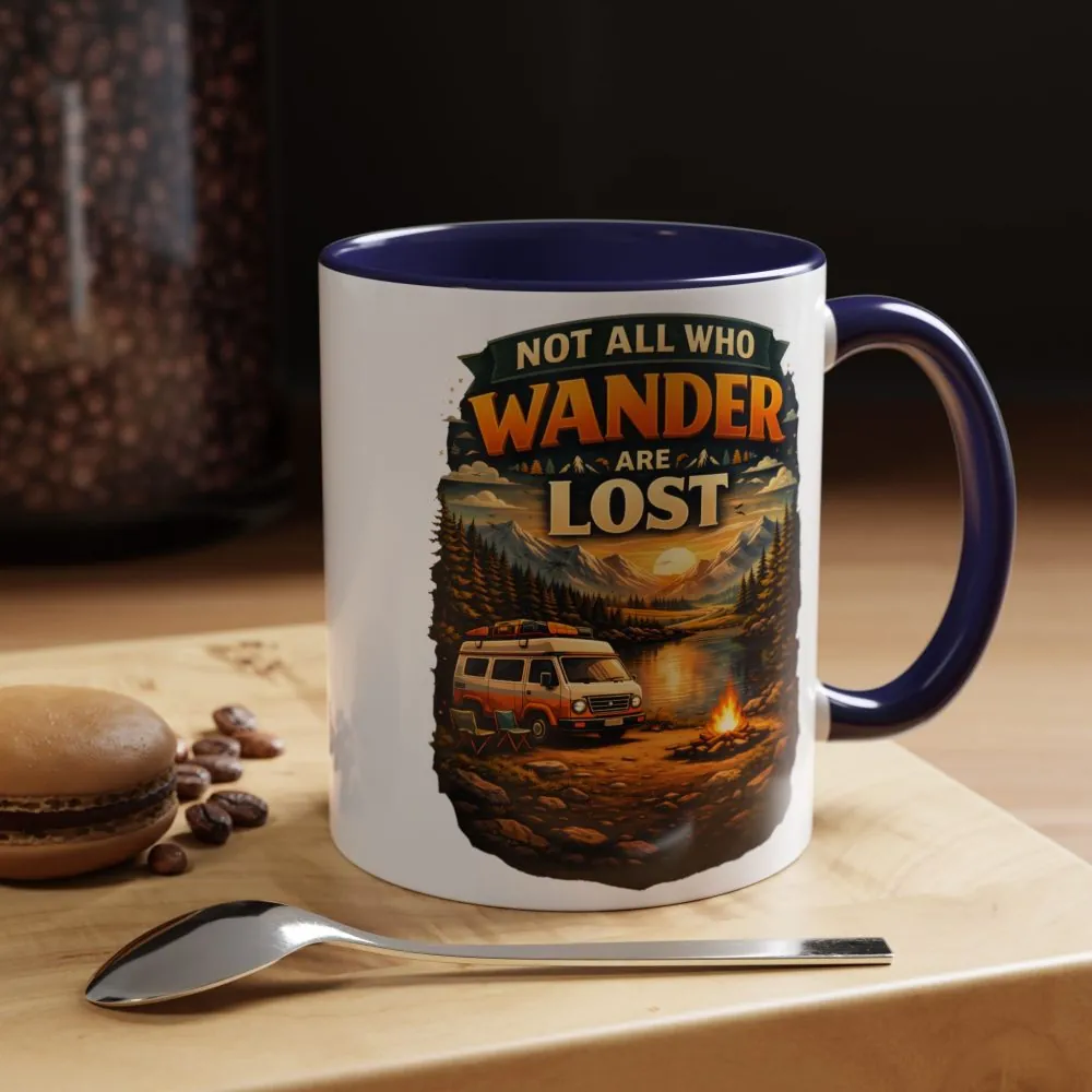 Accent Coffee Mug (11, 15oz) — "Not All Who Wander Are Lost" Design Scenic-Line