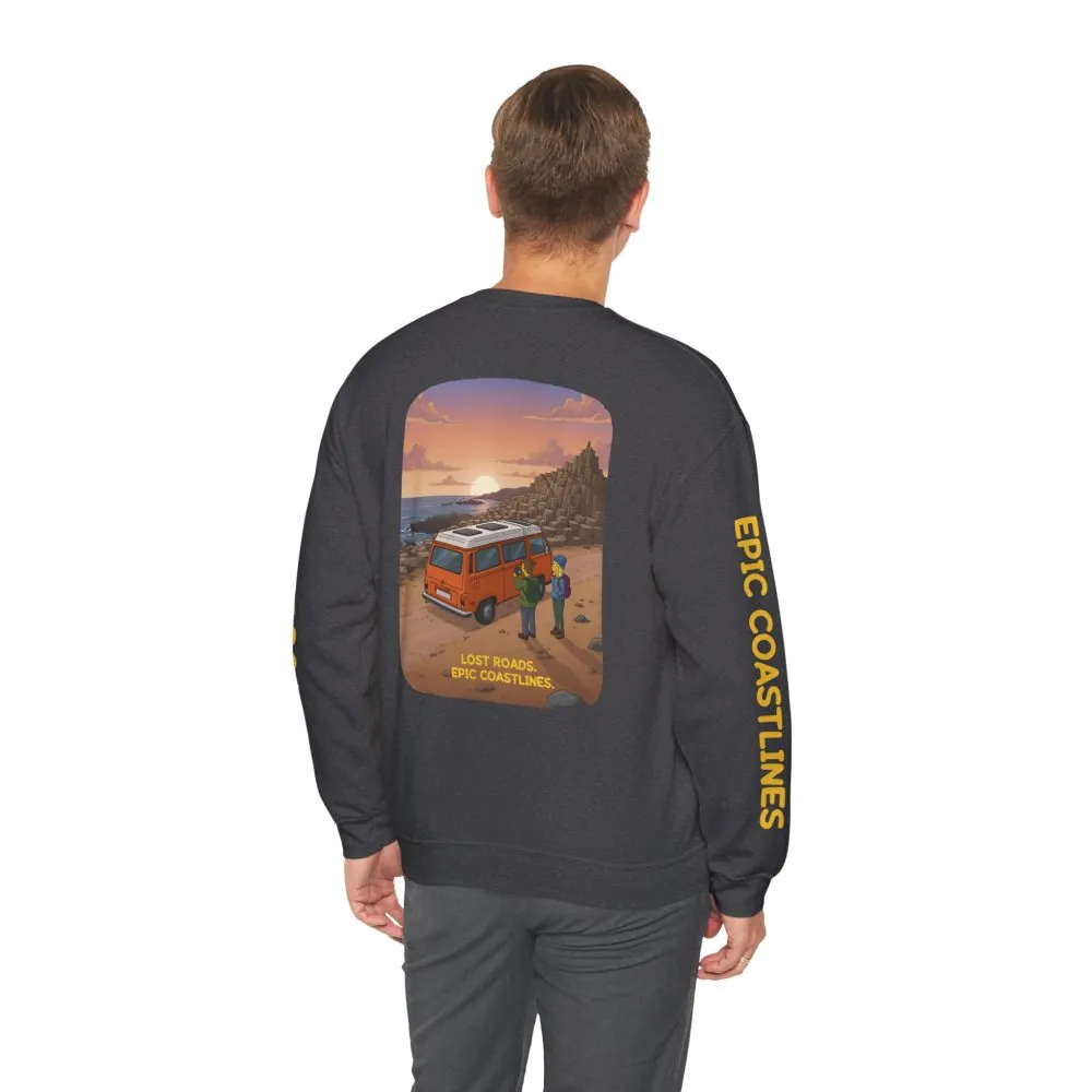 10874242051115515245_2048.jpeg Unisex Heavy Blend™ Crewneck Sweatshirt — "Lost Roads Epic Coastlines" Design Sitcom-Line