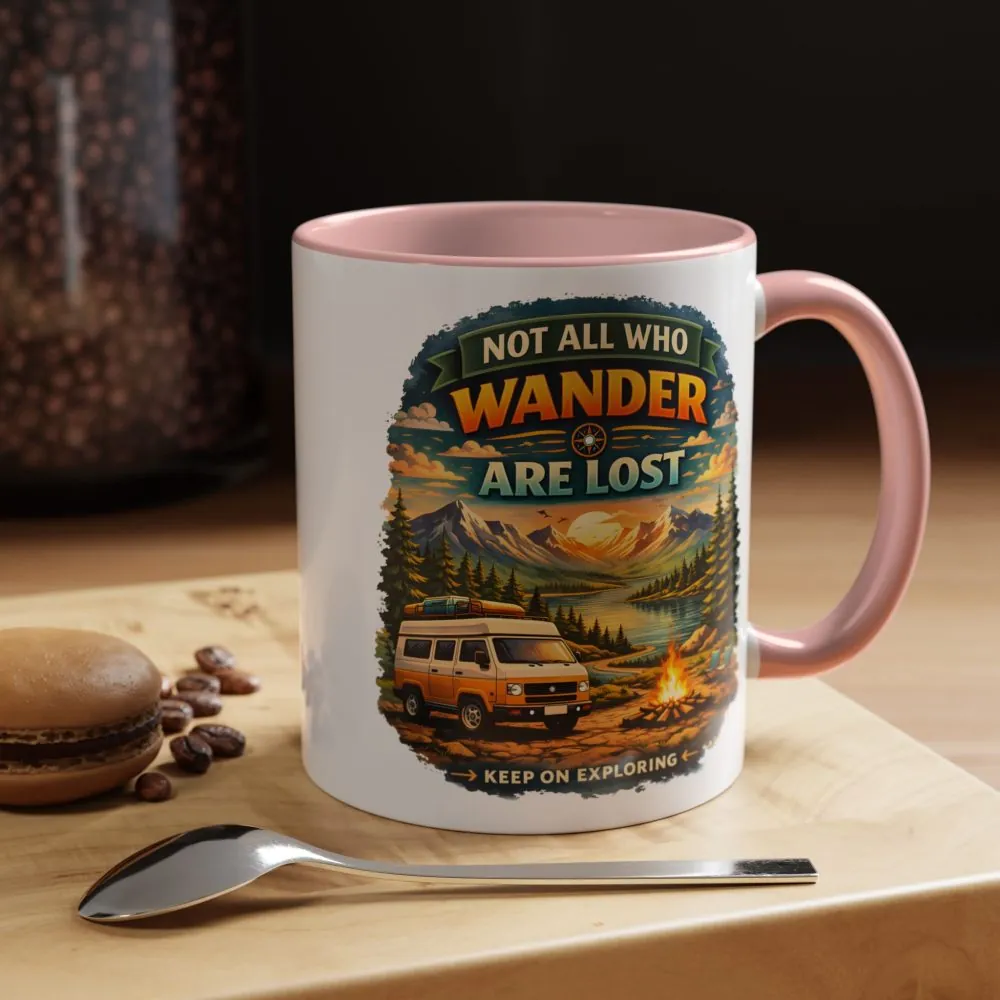 Accent Coffee Mug (11, 15oz) — "Not All Who Wander Are Lost" Design Scenic-Line