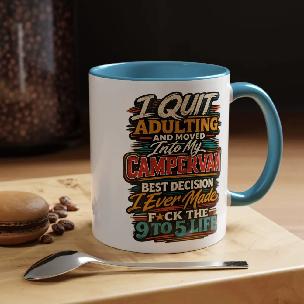 Accent Coffee Mug (11, 15oz) — "I Quit Adulting" Design F**K-Line