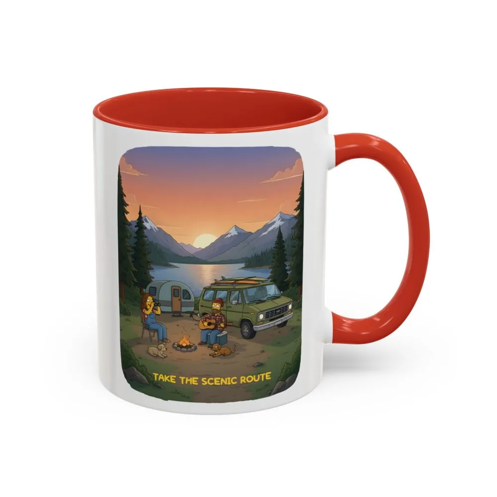 Accent Coffee Mug (11, 15oz) — "Take The Scenic Route" Design Sitcom-Line