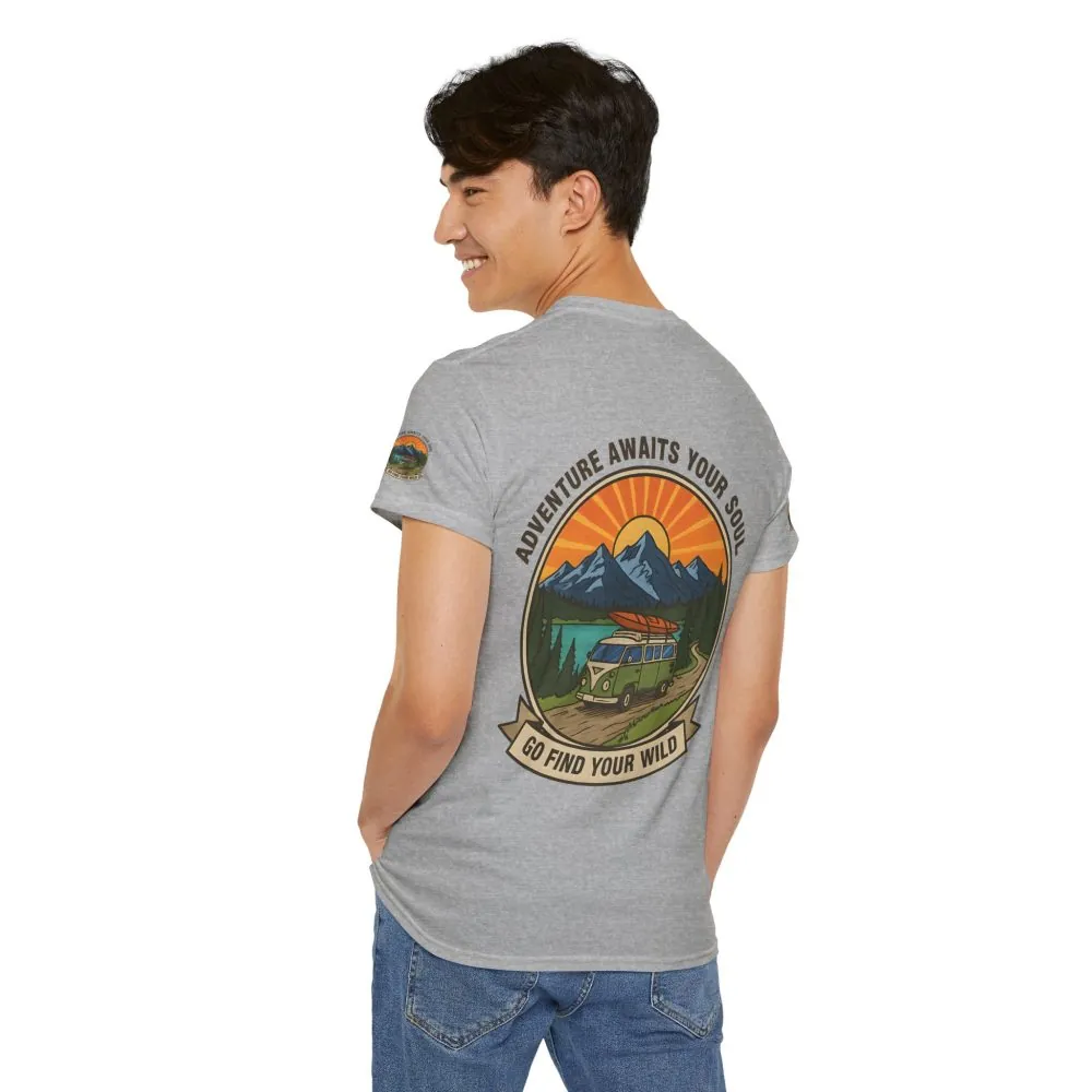 10935347460899243541_2048.jpeg Unisex Heavy Cotton Tee — “Adventure Awaits Your Soul: Go Find Your Wild” Van & Mountain Graphic