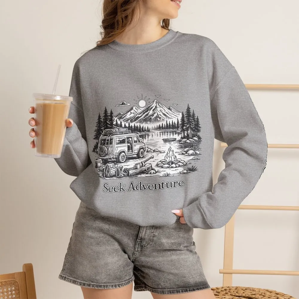 10938081771808328811_2048.jpeg Unisex Heavy Blend™ Crewneck Sweatshirt — "Seek Adventure" Design Minimal-Line