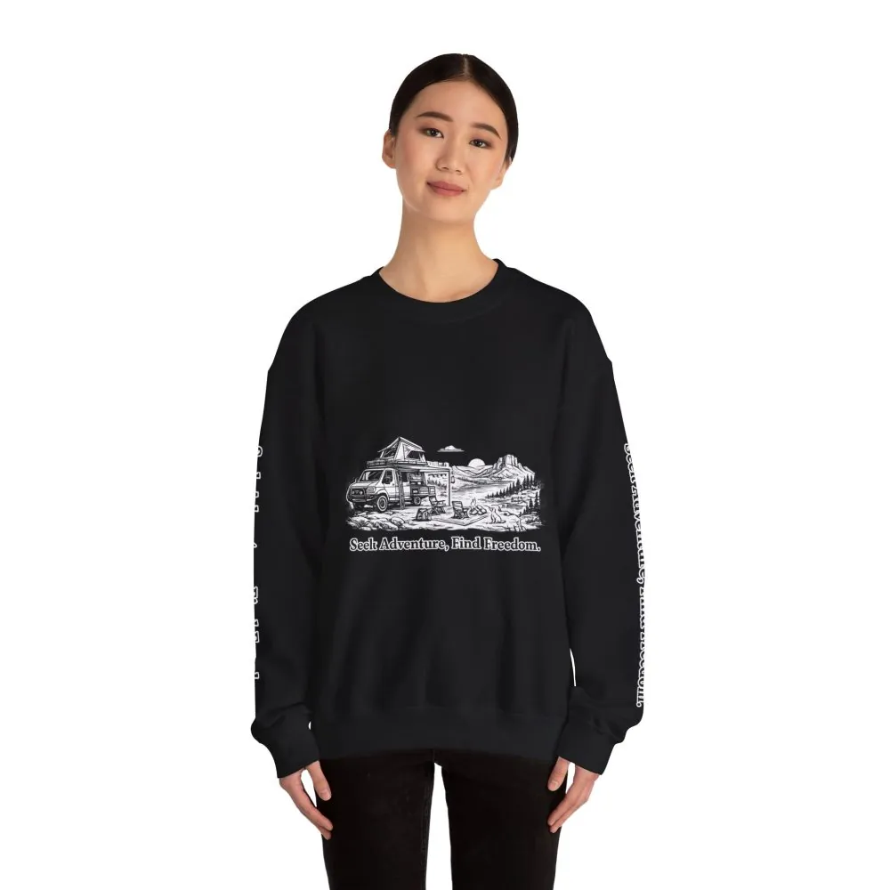 10940658632886327748_2048.jpeg Unisex Heavy Blend™ Crewneck Sweatshirt — "Seek Adventure, Find Freedom" Design Minimal-Line