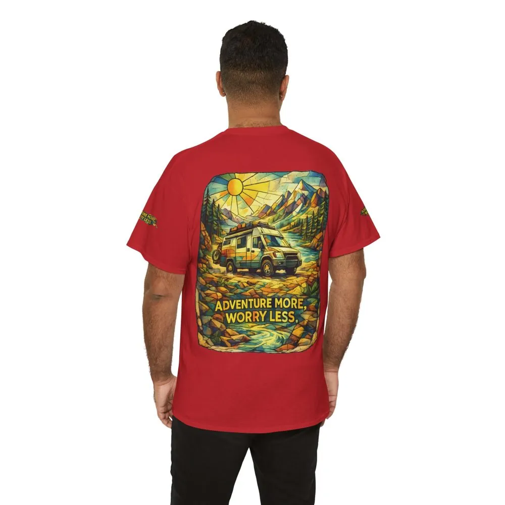 10954656950507768955_2048.jpeg Unisex Heavy Cotton Tee — "Adventure More Worry Less" Design Cubic-Line