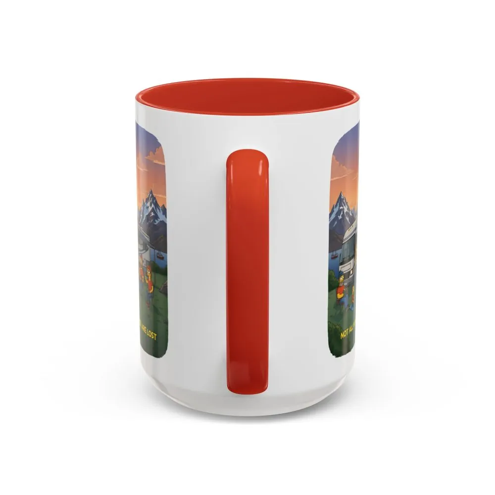 Accent Coffee Mug (11, 15oz) — "Not All Who Wander Are Lost" Design Sitcom-Line