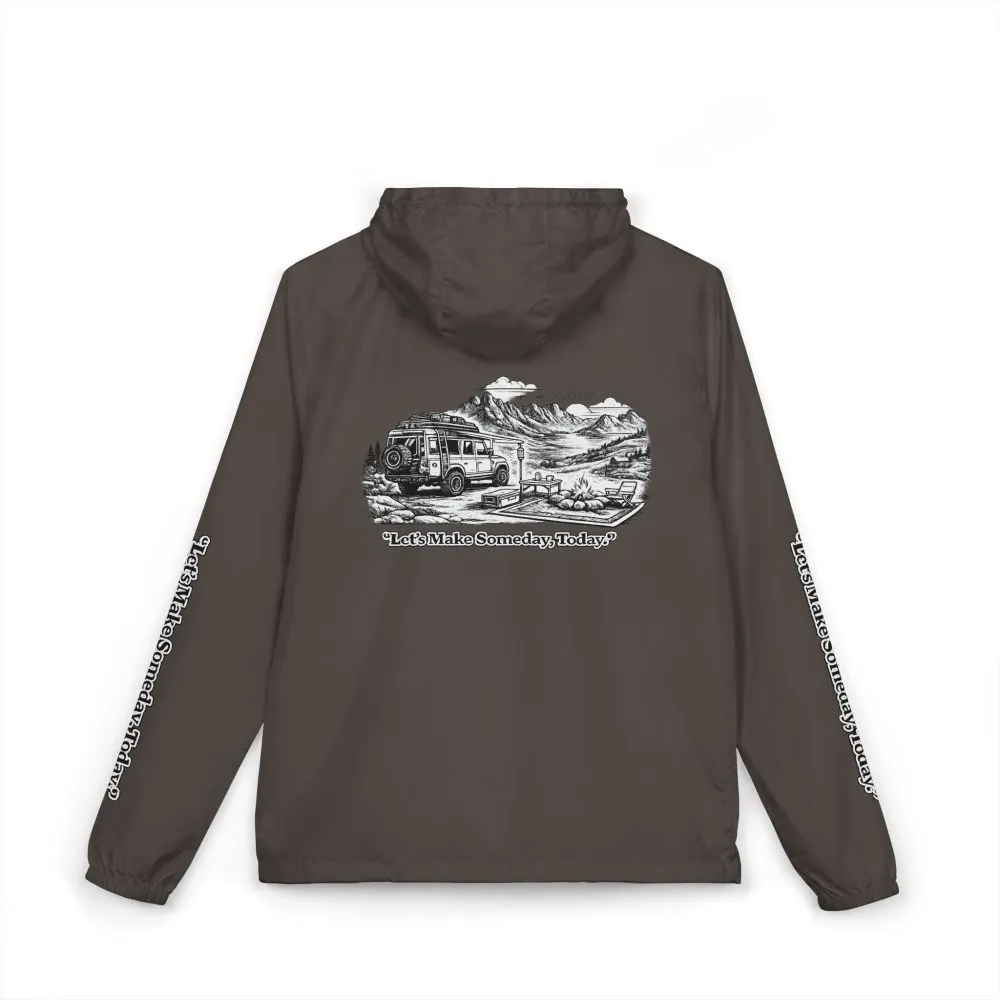 109682489930478476_2048.jpeg Unisex Full-Zip Windbreaker Jacket — "Lets Make Some Day" (Design "Minimal-Line")