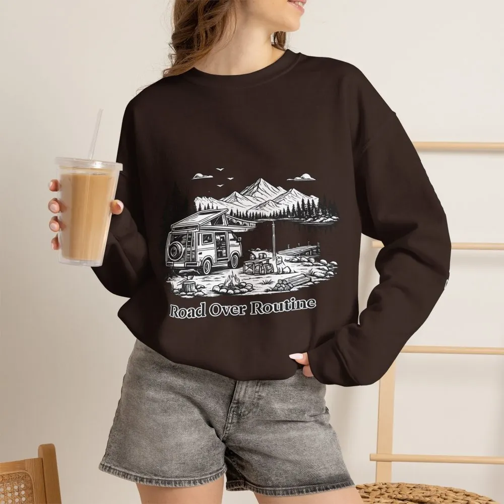 10983877217784082674_2048.jpeg Unisex Heavy Blend™ Crewneck Sweatshirt — "Road Over Routine" Design Minimal-Line