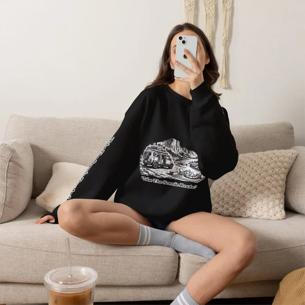 11006697566956350785_2048.jpeg Unisex Heavy Blend™ Crewneck Sweatshirt — "Take The Scenic Route" Design Minimal-Line