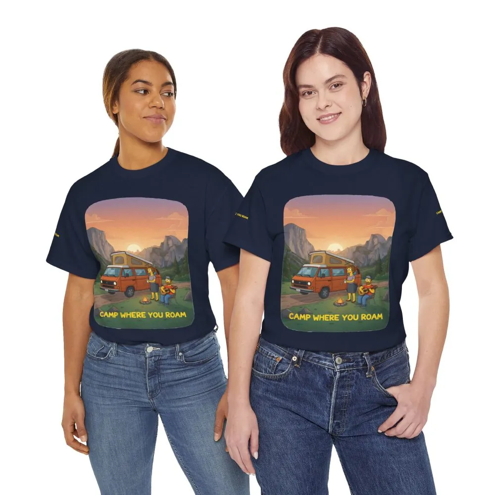 Unisex Heavy Cotton Tee — "Camp Where You Roam" Design Sitcom-Line
