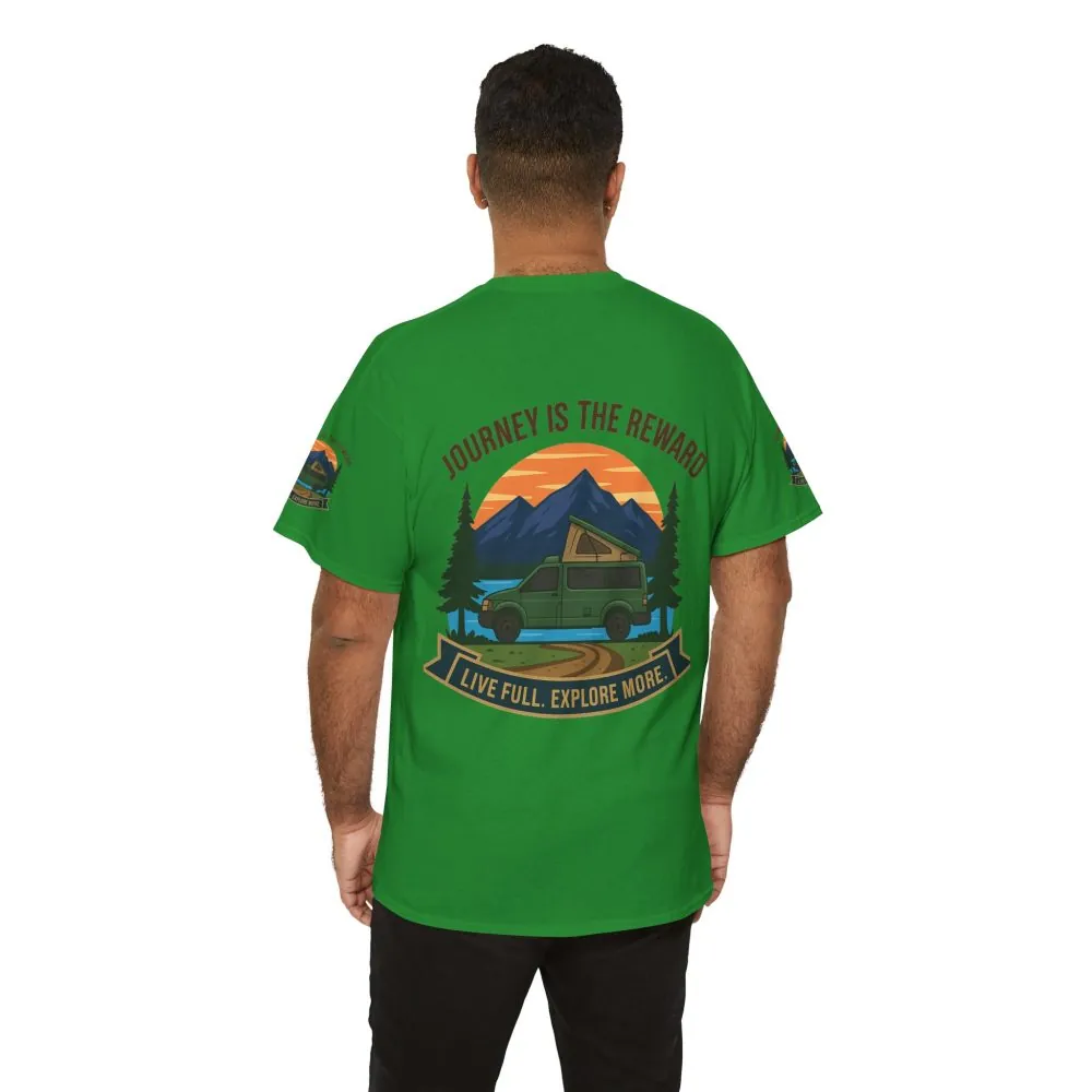 11025729381180529119_2048.jpeg Unisex Heavy Cotton Tee — "Journey Is The Reward Tee" Adventure Camper Van Graphic T-Shirt