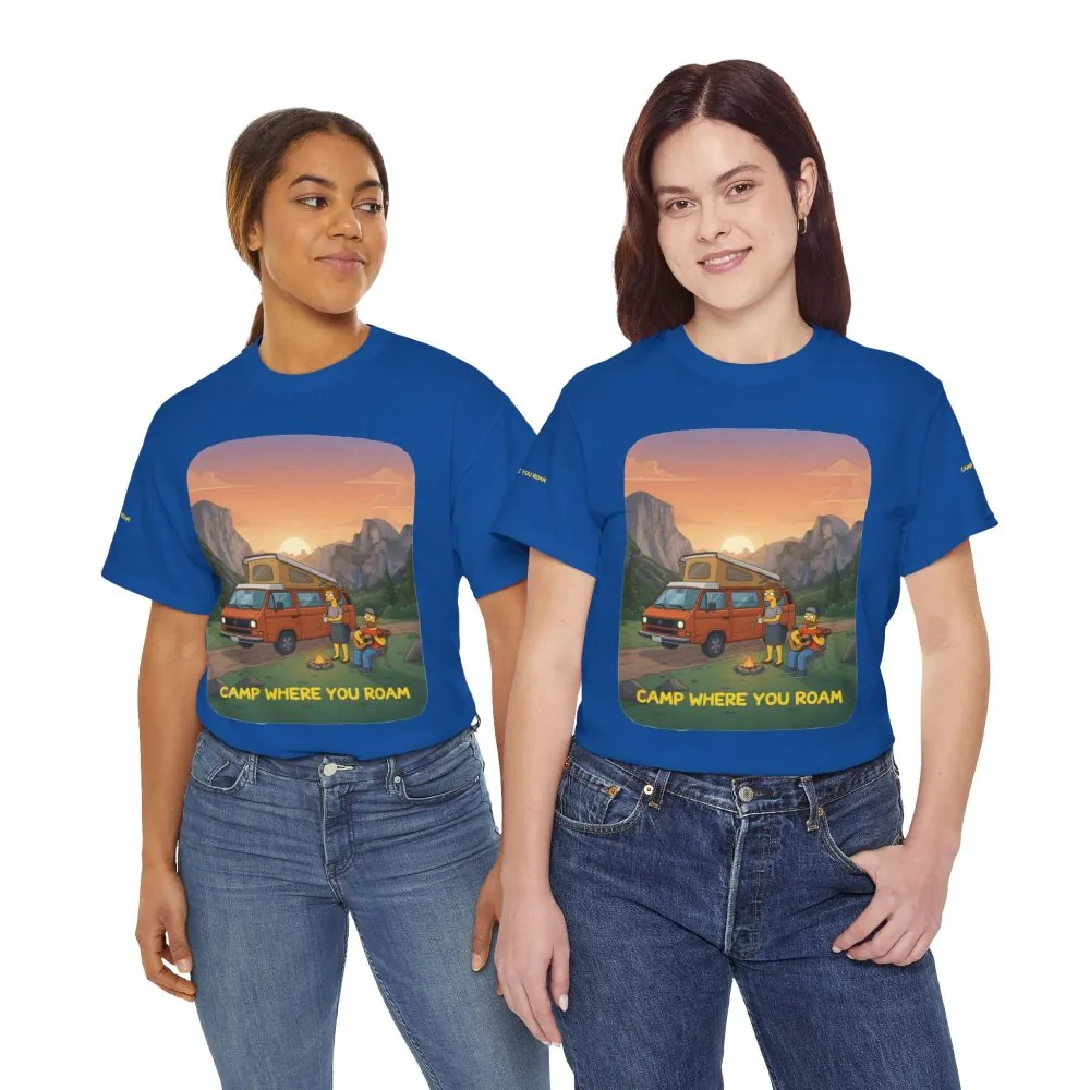 Unisex Heavy Cotton Tee — "Camp Where You Roam" Design Sitcom-Line