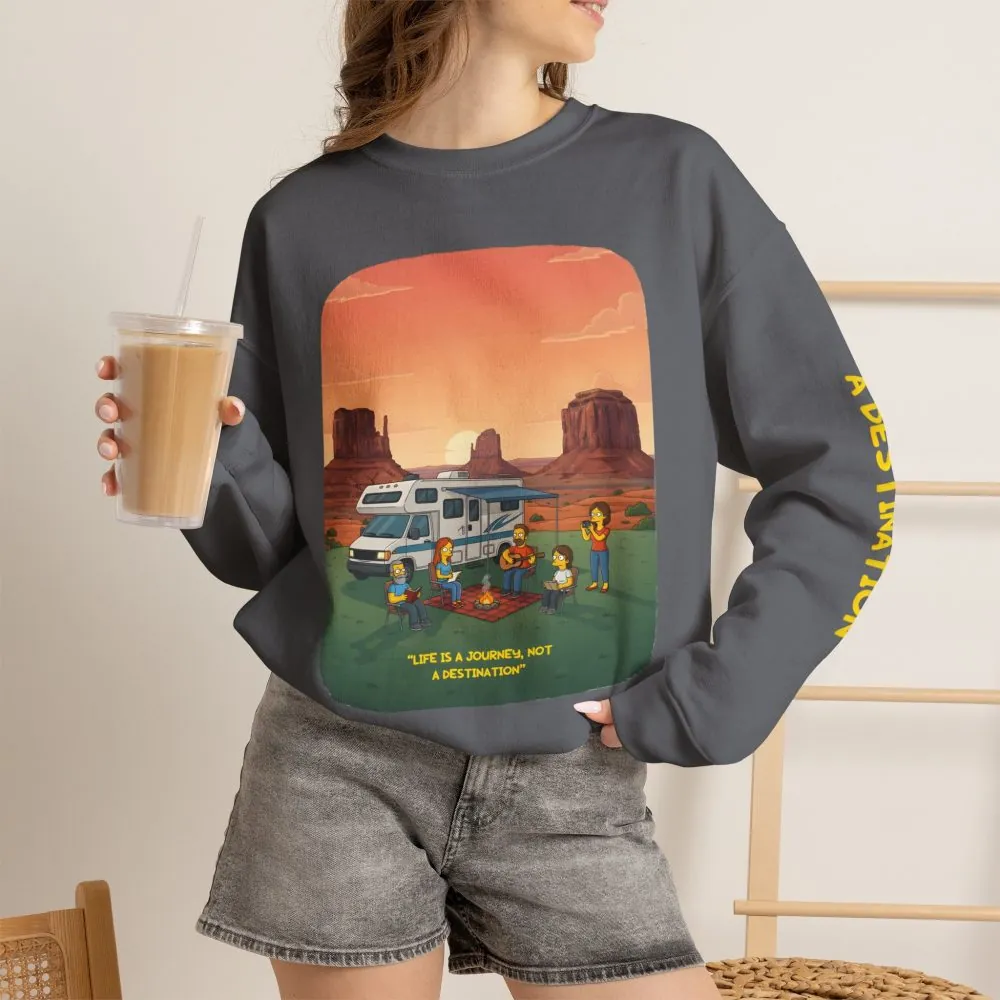 11034337793104552811_2048.jpeg Unisex Heavy Blend™ Crewneck Sweatshirt — "Life Is A Journey-Not A Destination" Design Sitcom-Line